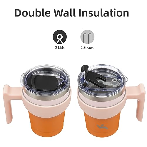Image of Konokyo 10 oz Tumbler with Handle and Straw, Insulated Travel Mug