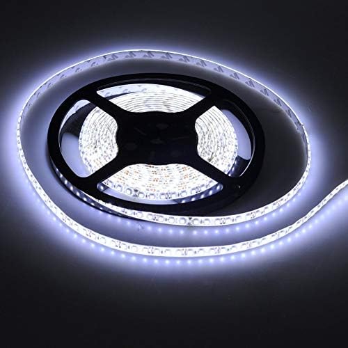 FAVOLCANO LED Strip Light Cool White IP65 Waterproof 12V DC SMD 3528 600 LEDs 120 LEDs/M, 16.4 ft/5M LED Rope Light for Halloween Thanksgiving Home Business Indoor Outdoor Decoration