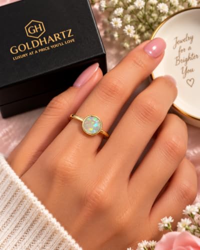Image of 925 Sterling Silver 18K Gold Plated Birthstone 2 Ct Solitaire Natural Gemstone Ring for Women | Fine Jewelry Gift for Wife, Girlfriend, Sister, Birthday, Anniversary, Rakhi, Rakshabandhan, Valentine's
