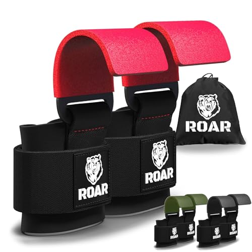 Ganci da polso per sollevamento pesi, allenamento palestra, guanti per bodybuilding deadlift fitness powerlifting weightlifting straps gym (Rosso)