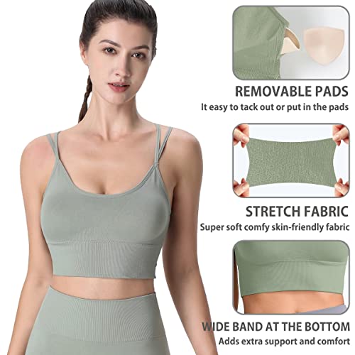 Image of High Support Sports Bras for Women,Criss Cross Strappy Back Seamless Padded | Removable Pads, A-DD Cup, Full Coverage, Seamless, Wireless, Scoop Neck, Cropped Bra, for Workout Yoga Gym Exercise Athletic