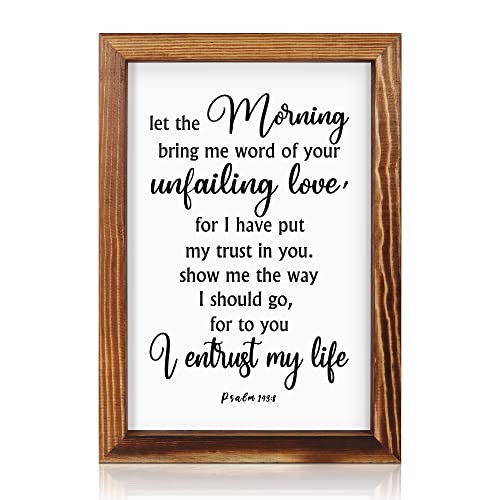 TOARTi Farmhouse Christian Wall Art Decor(16\"x11\"), Let The Morning Bring Me Word of Your Unfailing Love Bible Verse Sign Plaque, Scripture Psalm Quote Home Decor for Family/Housewarming/Wedding Gift