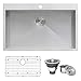 Ruvati RVH8000 Drop-in Overmount 33" x 21" Kitchen Sink 16 Gauge Stainless Steel Single Bowl