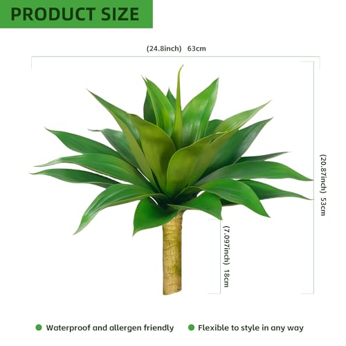 ENALGRE Artificial Flowers for Outdoors Artificial Agave Fake Plants Faux Agave Artificial Plants Outdoor Fake Flowers Outdoor Faux Plants Indoor Uv Resistant Artificial Plants 28''(Green 2pcs) by ENALGRE - Used condition - Image 2