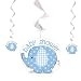 26" Hanging Blue Elephant Boy Baby Shower Decorations, 3ct
