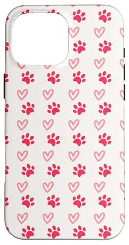 Paw and Heart Pattern ? Fun Pink Design for Dog and Cat Moms X}zP[X iPhone 16 Pro Max p