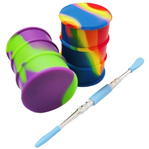 Vegcorn 26ml Silicone Wax Concentrate Containers Barrel Non-stick Jars with Carving Tool (Multicolor)