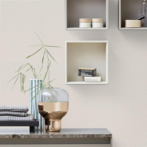 Image of Cream Fabric Textured Self Adhesive Waterproof Wallpaper Furniture Film Contact Paper for Table Top,Furniture, Almirah Doors and Other DIY, Renovation Project (50 Sq.Ft) - Solid