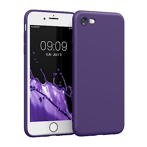 kwmobile Carcasa Compatible con Apple iPhone SE (2022/2020) / 8/7 Funda   con Bordes elevados   Apto Carga inalámbrica   púrpura Mate