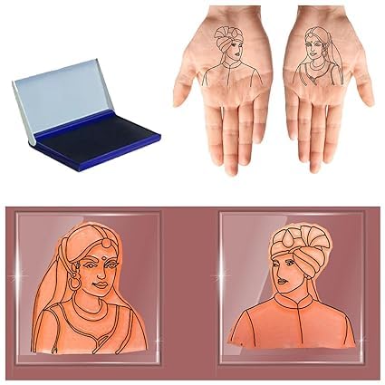 (Arpita Mehandi) Trendy Groom/Duhla and Bridal/Dulhan Mehandi Tools with Premium Inkpad for make beautifull Mehandi design in less time-image-13