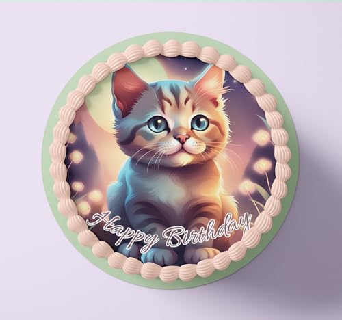 CGD – Essbare Tortenaufleger aus Fondant oder Esspapier – Perfekt für Katzen-Liebhaber – Dekorative Kuchendeko für Geburtstag, Party & besondere Anlässe - Katze 3 (Esspapier)