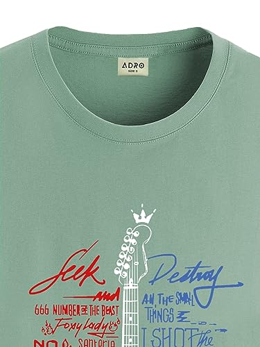 Image of ADRO Guitar Design Printed T-Shirt for Men - 100% Cotton, Regular Fit, Soft Breathable Fabric.