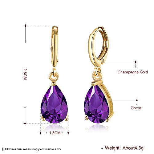 14K Gold Plated Teardrop Cubic Zirconia Dangle Earrings For Womens Girls Best Gift (2 Pcs) #TOP1