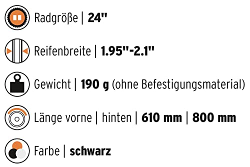 SKS GERMANY Velo 55 Junior zestaw błotników 24" (ochrona przed pryskaniem do rowerów dziecięcych i młodzieżowych, do opon o szerokości 42-50 mm, mocowanie kątowe, mocowanie wsporników dostępne