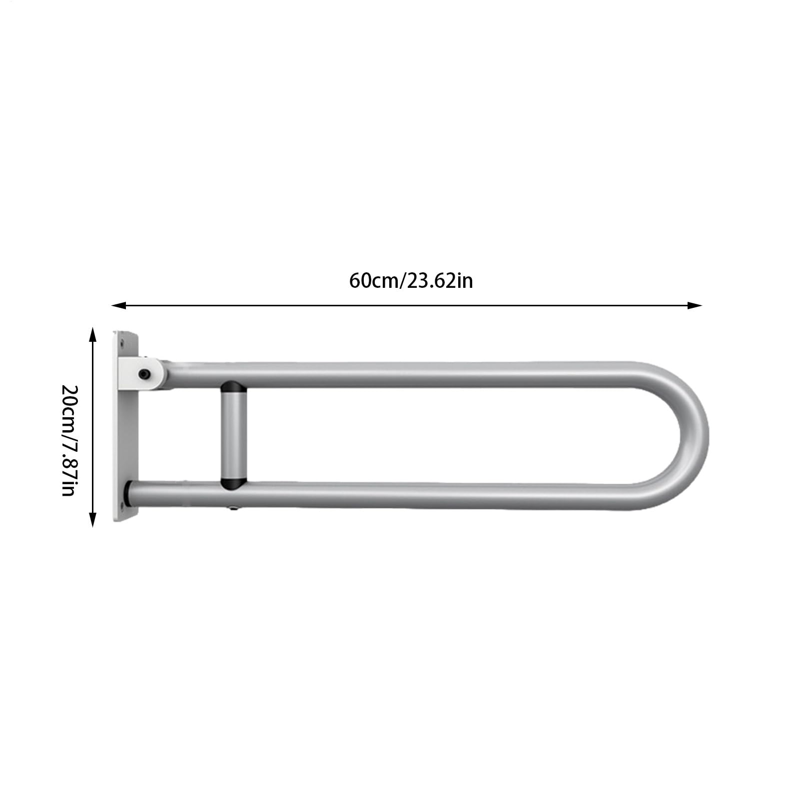 Asideros de seguridad para el cuarto de baño, barra de apoyo para inodoro - Asa de seguridad para pasamanos de aleación de aluminio, impermeable, en forma de U, riel de soporte plegable, Ha plegable