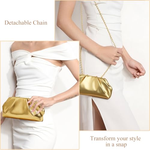 Image of Clutch Purse for Women, Vegan Leather Evening Bag, Soft Pleated PU Small Purses for Formal Wedding, Dressy Party