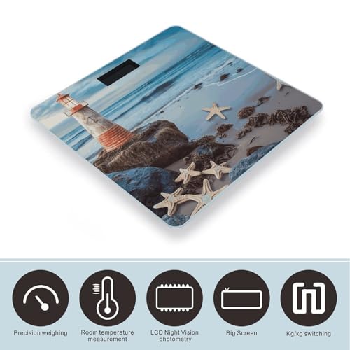 Báscula Digital de Baño Starfish Lighthouse Beach Vidrio Templado miniatura 3