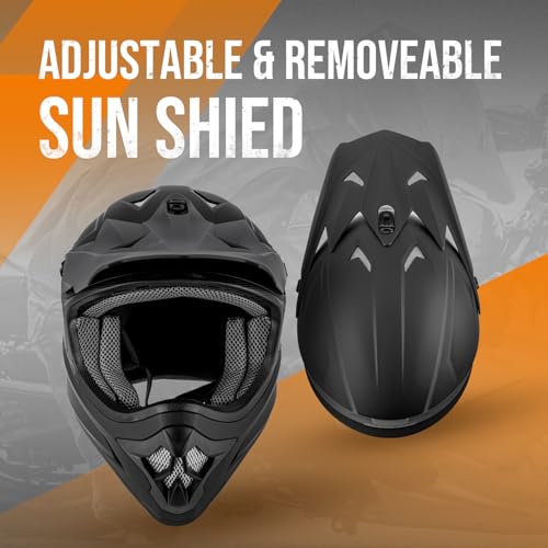 OUMURS Matte Black ATV Helmet XL