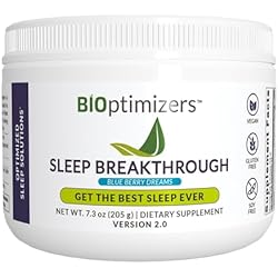 BIOptimizers Sleep Breakthrough 2.0 – Natural Support Supplement | Calming Relief Aid Adults | Non Habit Forming | 202.5 g Powder Blue Berry Dreams