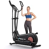 【Resistencia electromagnética de 16 niveles】Bicicleta elíptica con un volante de 17,6 lbs y un sistema de resistencia magnética, el elíptico ofrece 16 niveles de resistencia precisos. La resistencia se ajusta fácilmente con el mando giratorio del volante, adaptándose a las necesidades de entrenamiento de cada miembro de la familia, desde principiantes hasta usuarios avanzados.