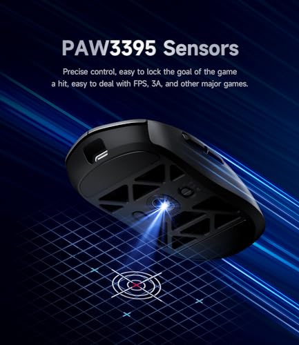 Image of MCHOSE AX5 Pro Wireless Gaming Mouse, 4KHz Polling Rate Focus PAW 3395 Optical Sensor - 26k DPI, 53g Ultra-Lightweight - 170 Hr Battery, (2.4GHz RF /Wireless /Wired) Magnesium Alloy Mice - Black