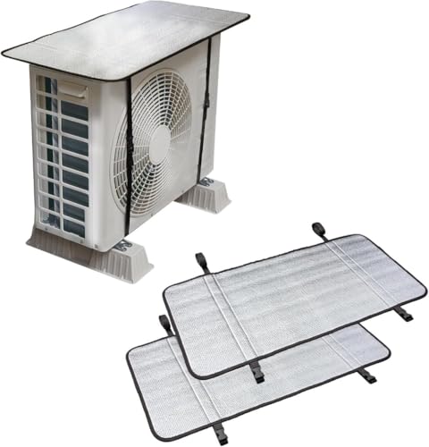 Vilom コモライフ エアコン室外機遮熱シート|2 枚セット ×2 計 4 枚入り|室外機の日よけ・遮熱に最適 冷房効率アップに貢献|耐候性素材使用 風雨に強く耐久性に優れ|簡単取り付け 夏季のエアコン負荷軽減に最適 (室外機カバー)