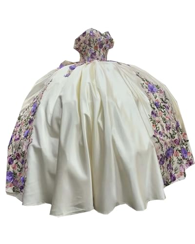 2025 Mulitcolor Flower Embroidery Beige Ball Gown Lace Off Shoulder Quinceanera Wedding Party Dresses Long