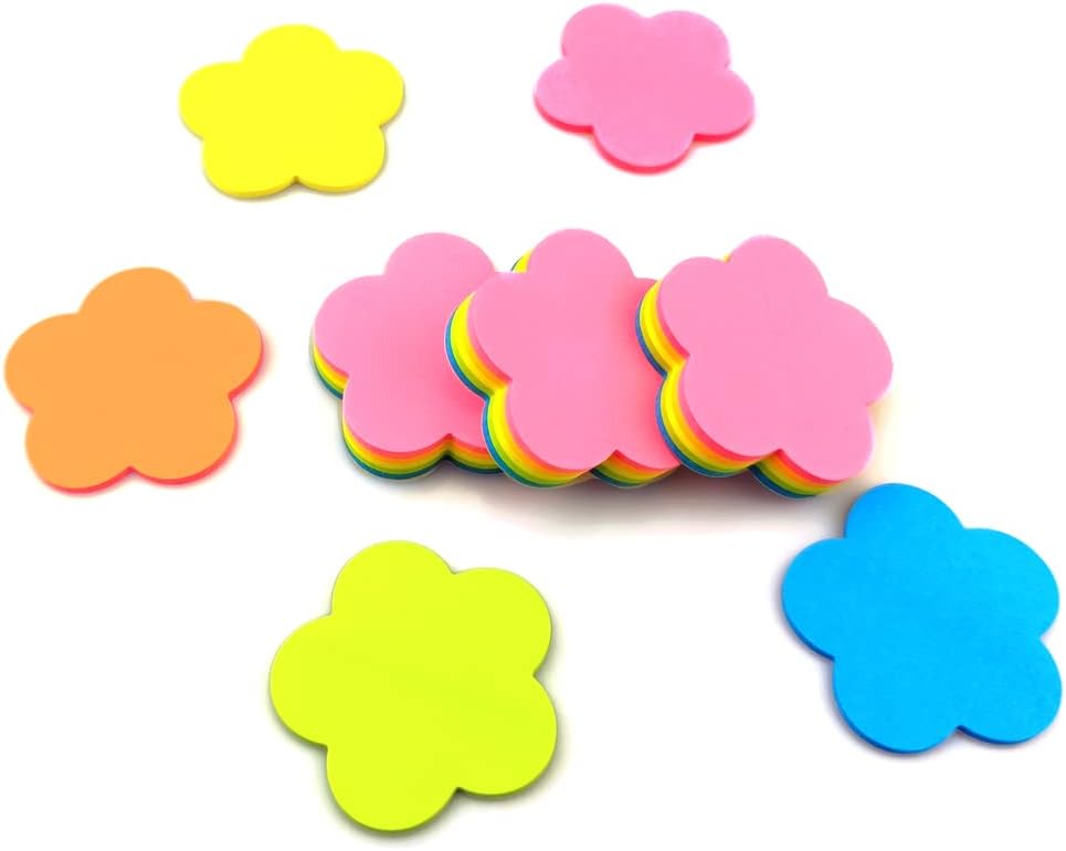 Mini Flower Shaped Sticky Notes Colorful Cute Sticky Notes Fun Self-Stick Memo Pads Set for Office School (4 Pads 400 Sheets) - Image 3