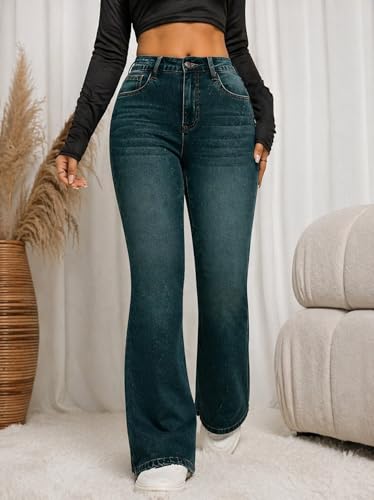 Image of Ben Martin Women's High Waist Jeans || Flared Bell Bottom Bootcut Pants || Wide Leg Stretch Denim - Perfect for Travel, Party & Everyday Use - Sizes 26-40 (2)