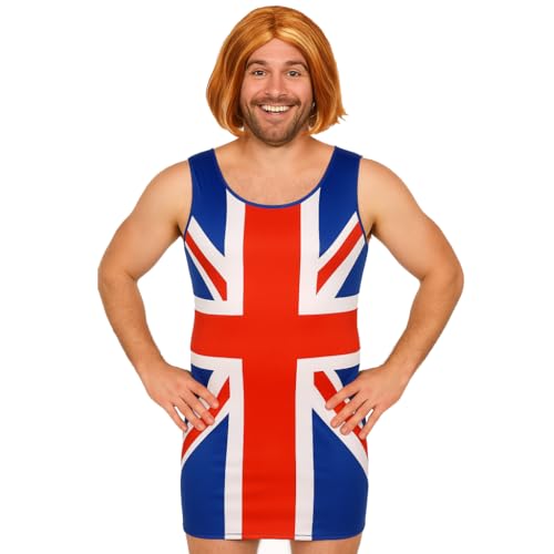 Mens Union Jack Dress - XXXLarge - Red White and Blue Union Jack Flag Classic Outfit - Adults Stag Night Bachelor Party 90s Music Icon Britpop Fancy Dress Costume