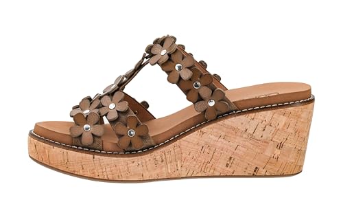 Corkys Footwear Womens Mic Drop Wedge - Featuring A 2.5-inch Heel, A Strappy Upper with 3D Floral Embellishments, and Corkys Signature Soft EVA Insoles