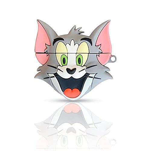 Image of for Airpods Pro 2019 Pouch Case Cover Headphones Soft Silicone Cartoon Character Cover with Keychain, 360-degree Protection (Grey Cartoon)