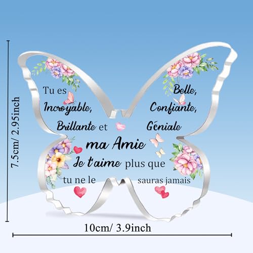 HZBLAZ Amie Acrylique Plaque Apprécier l’Obtention du Diplôme Cadeau Femme Anniversaire Noël Amitié Souvenirs Papillon Signes Décoration Maison Retraite Encourager Ma Amie Tu ES Incroyable – vue 3