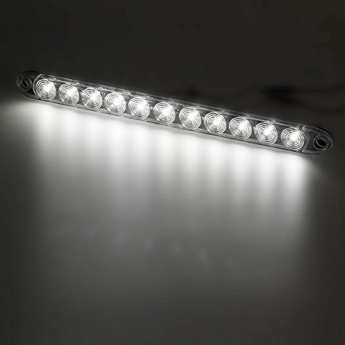 Image of Partsam 2pcs White+ 2pcs Red 15 inch 11-LED Flange Mount Trailer Truck Stop Turn Tail brake Warning Light Bar(Total of 4 pcs)