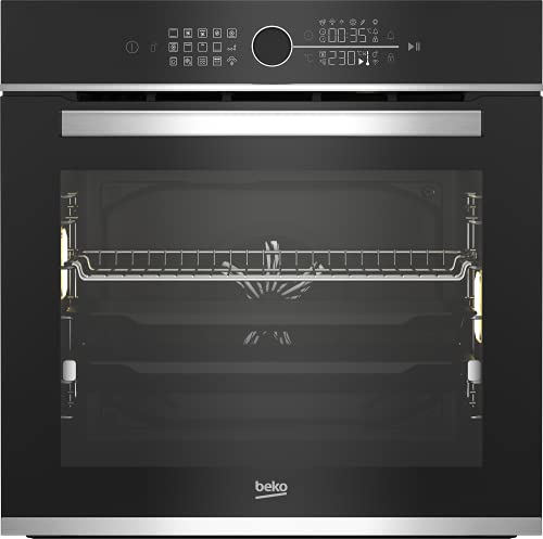 Beko BBIM13400XS Einbaubackofen mit 13 Heizarten, 71 l Garraum-Volumen, PizzaPro, Animiertes Display, Sensortasten und Drehwähler, Teleskopauszug, SoftClose, Schwarz/Edelstahl