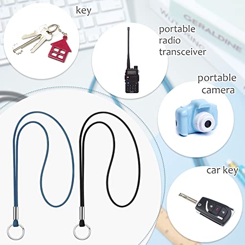 Nezyo 2 Stück Schlüsselband Lang Lanyard Schlüsselanhänger Umhängeband Lanyard Schlüsselband Schlüsselkette Band mit Ring für Schlüssel Ausweis Handy Kamera Lanyard (Schwarz und Blau)