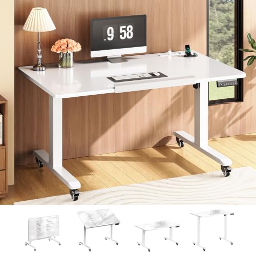 Image of SEDETA 47 x 24 Inches Foldable Electric Standing Dry Erase Board Desk with Wheels, 180 Tiltable Mobile Rising Computer Desk Height Adjustable for Drawing /Writing /Gaming /Study /Home Office /Small Space