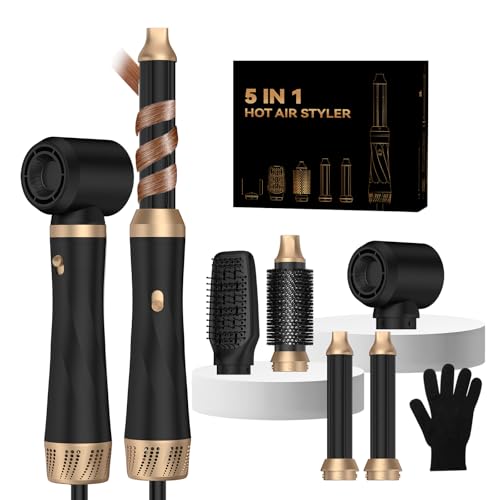 Image of Hair Dryer Brush 5 in 1, Blow Dryer Brush Set with Air Curler Wrap Hair Styler, Negative Ionic Blow Dry Brush, Detachable Hair Tool for Curling, Volumizer,Straightener,Drying