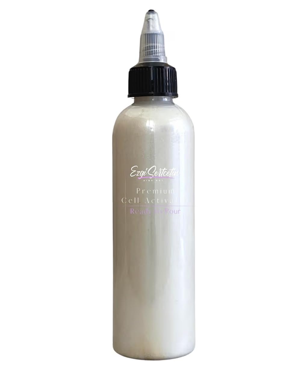 Premium-Zellaktivator, fertig zum Gießen, Erstellen Sie perfekte und einzigartige Zellen in Ihren Malarbeiten, 118 ml Volumen, von Ezgi Sertcetin (Metallic Diamond White)