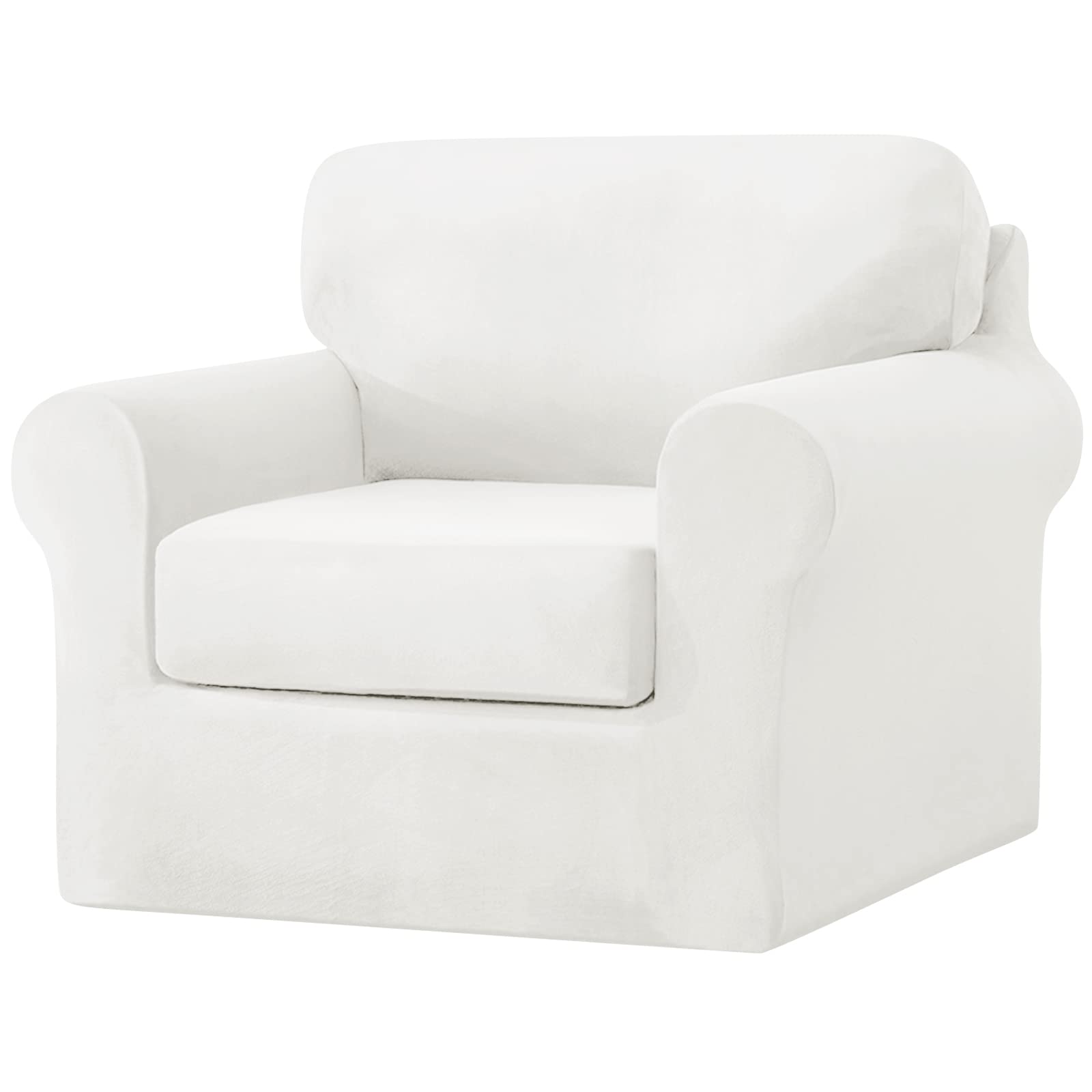 SYLC Sofa Cover with Separate Seat Cushions and Backrests Stretch Velvet Sofa Slipcover Couch Covers Furniture Protector Split Combined (White,1 Seat Set 3 PCS)