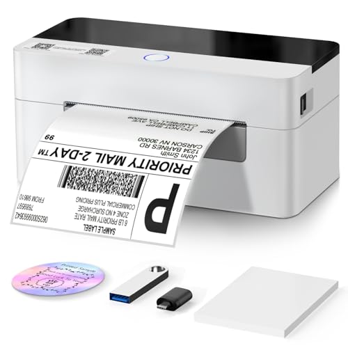 HIROBOT Thermal Barcode Label Printer for 4x6 Inch Label,Adjustable Size,203DPI Shipping Label Printer,Print More Sizes 3X5 2X1 Round,Etc,Compatible...