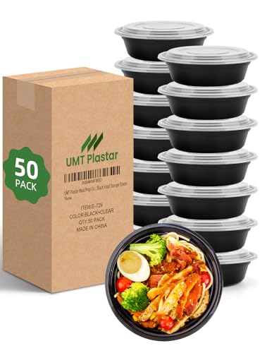 UMT Plastar 32 oz Round Meal Prep Bowls, 50 Pack