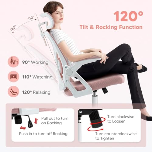 Chaise de bureau ergonomique en maille avec appui-tête réglable - 7
