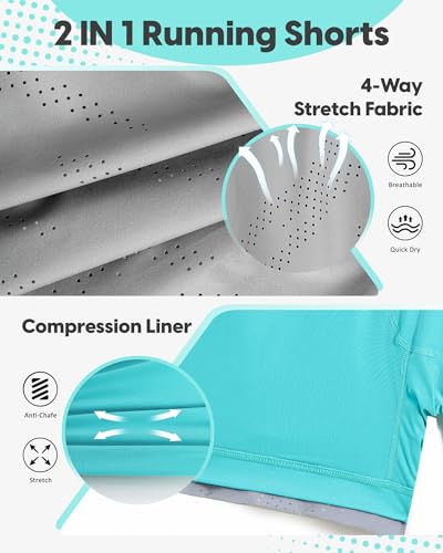 Image of maamgic Mens Running Shorts with Compression Liner 5 inch Quick Dry Zip Pocket | Anti-Chafe, Perforated Fabric, Breathable, Stretch, Towel Loop, Athletic, Workout, Gym