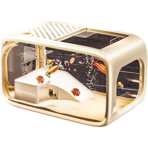 NYHGOXM 小型水槽セット フード付き アクリル水槽 メダカ ベタ 金魚 テトラ 飼育セット 静音フィルター 卓上 リビング 寝室 インテリア アクアリウム 金魚飼育セット (基本,ホワイト)