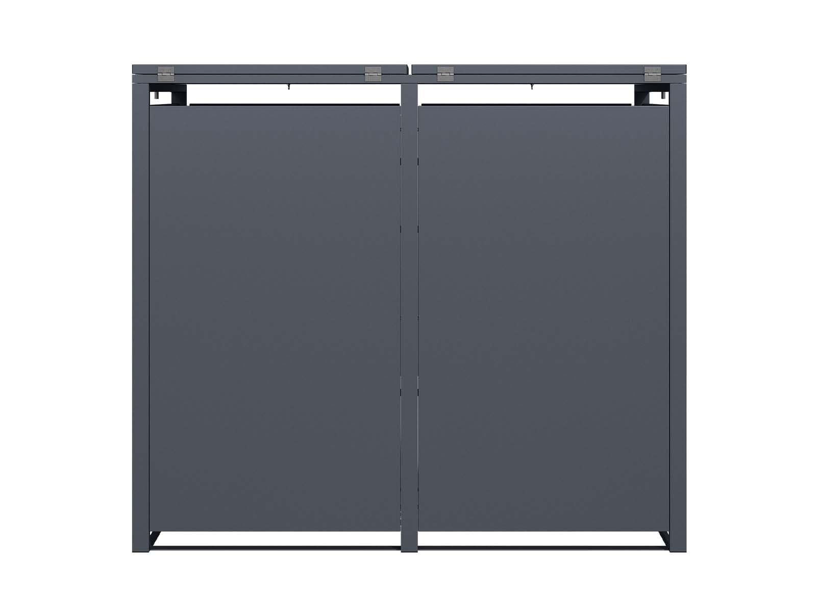 SCHARTEC® Mülltonnenbox 2er in anthrazit Einhandbedienung & erweiterbar 240l Mülltonnenverkleidung Mülltonnen Sichtschutz Unterstand