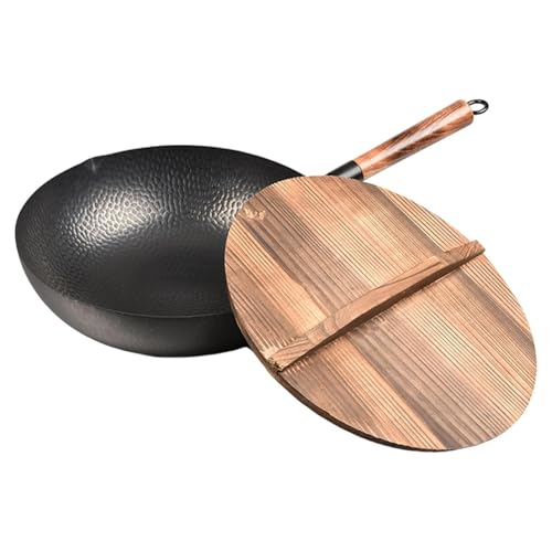 Amagogo Flat Bottom Wok Stir Fry Pan Wok Pan for Induction Cooker General Boiling