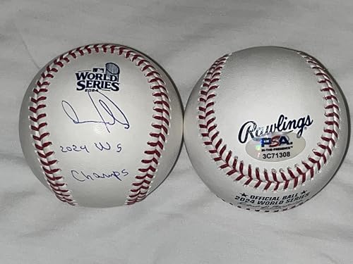 Andy Pages Dodgers Autographed Signed 2024 World Series Baseball PSA WITNESS Sticker With 2024 WS Champs Inscription