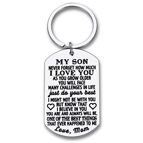 To My Son Keychain Gifts from Mom Dad Mother To Son Teens Stocking Stuffers Adult Men Teenage Boys Kids Birthday Gradation Sweet Sixteen Going To College Guys Males Wedding Gifts Present Christmas
