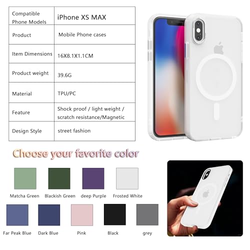 Image of Magnetic iPhone Xs MAX case,Compatible with Magsafe, Military-Grade Protection,Slim Translucent Matte Shockproof with Anti-Scratch Anti-Fingerprint Phone Cover (Frosted White, iPhone Xs MAX)